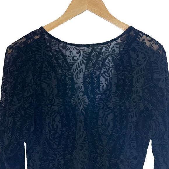 Intamitly Free People Lace & Velvet Long Sleeve Bodysuit - Picture 6 of 7